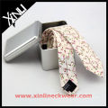 Flower Cotton Silver Metal Box Skinny Cotton Ties